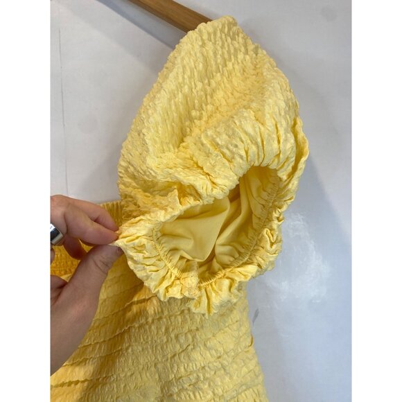 Abercrombie & Fitch Emerson Off the Shoulder Puff Sleeve Midi Dress Large Yellow - Picture 6 of 9